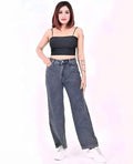 Women's Grey Straight Fit Jeans | High Waist Casual Denim Pants for Everyday Wear