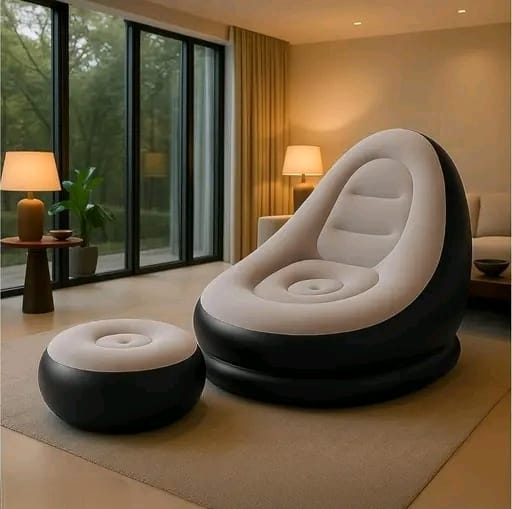 Premium Inflatable Lounge Sofa Chair with Footstool | Portable Air Chair for Indoor & Outdoor Use