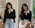 Korean style t-shart with coller style crop top