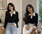 Korean style t-shart with coller style crop top