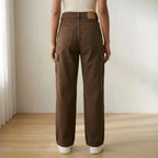 Women's Brown Wide Leg Cargo Pants | High Waist Casual Utility Trousers with Side Pockets