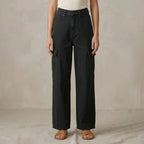 Women's Black Wide Leg Cargo Pants | High Waist Utility Trousers with Multiple Pockets