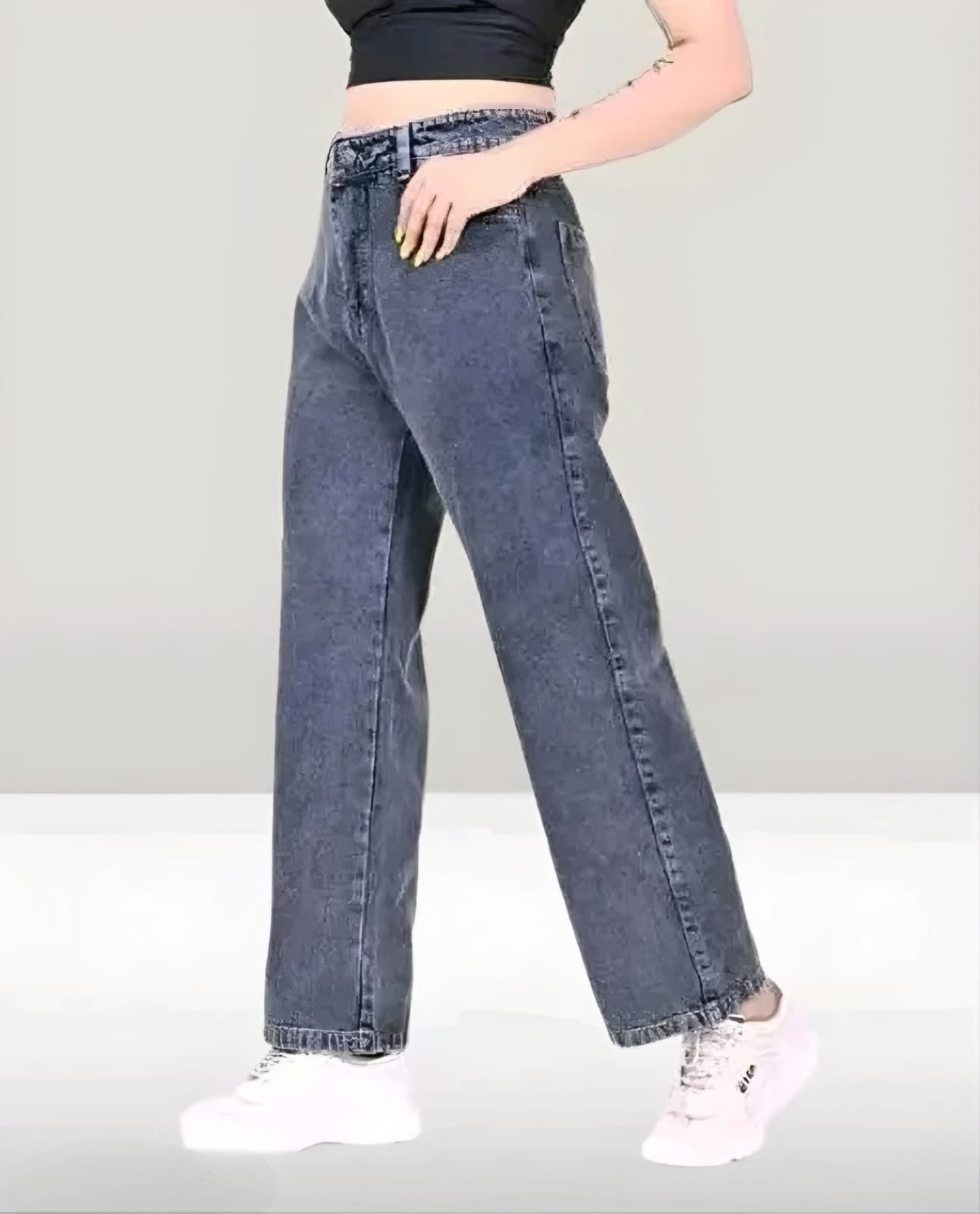 Women's Grey Straight Fit Jeans | High Waist Casual Denim Pants for Everyday Wear