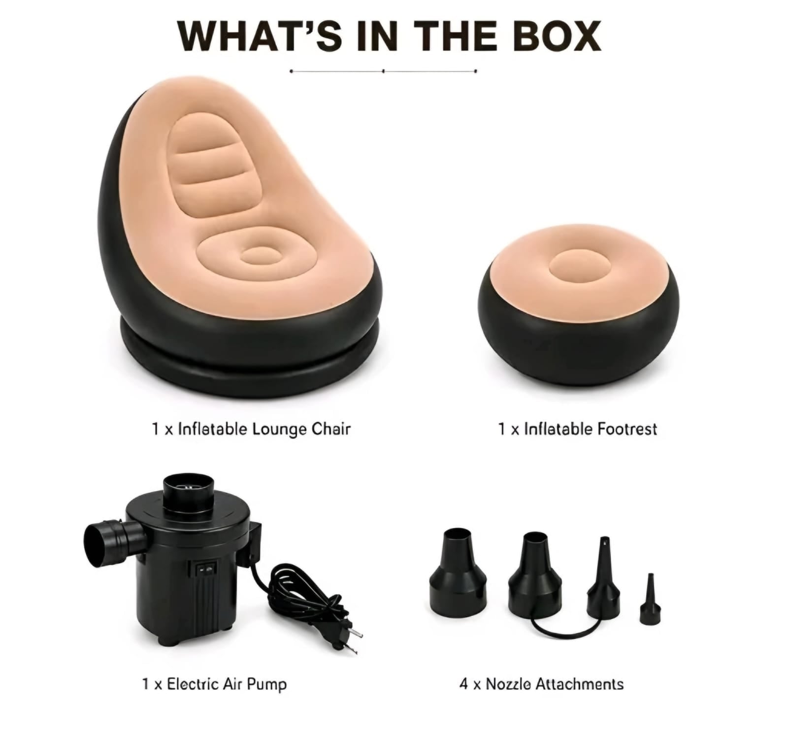 Premium Inflatable Lounge Sofa Chair with Footstool | Portable Air Chair for Indoor & Outdoor Use