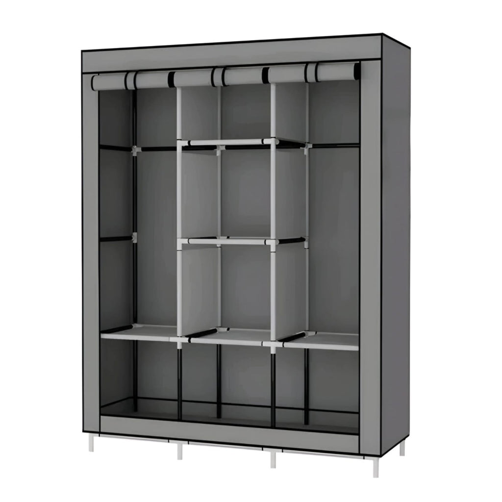 Portable Foldable Fabric Wardrobe | Heavy-Duty Clothes Storage Organizer with Hanging Space & Shelves