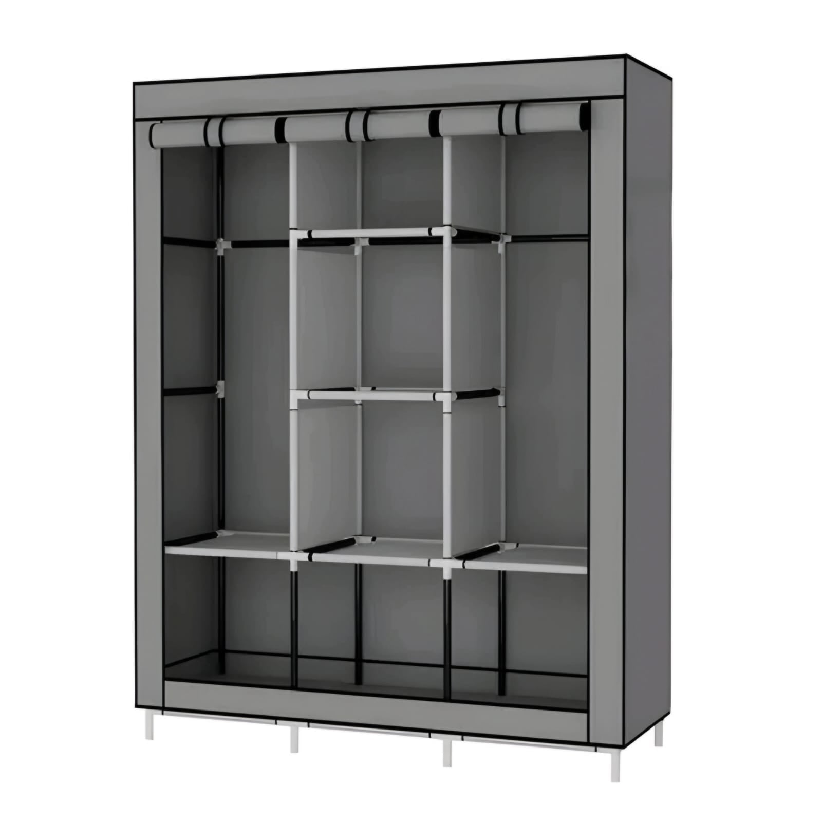 Portable Foldable Fabric Wardrobe | Heavy-Duty Clothes Storage Organizer with Hanging Space & Shelves
