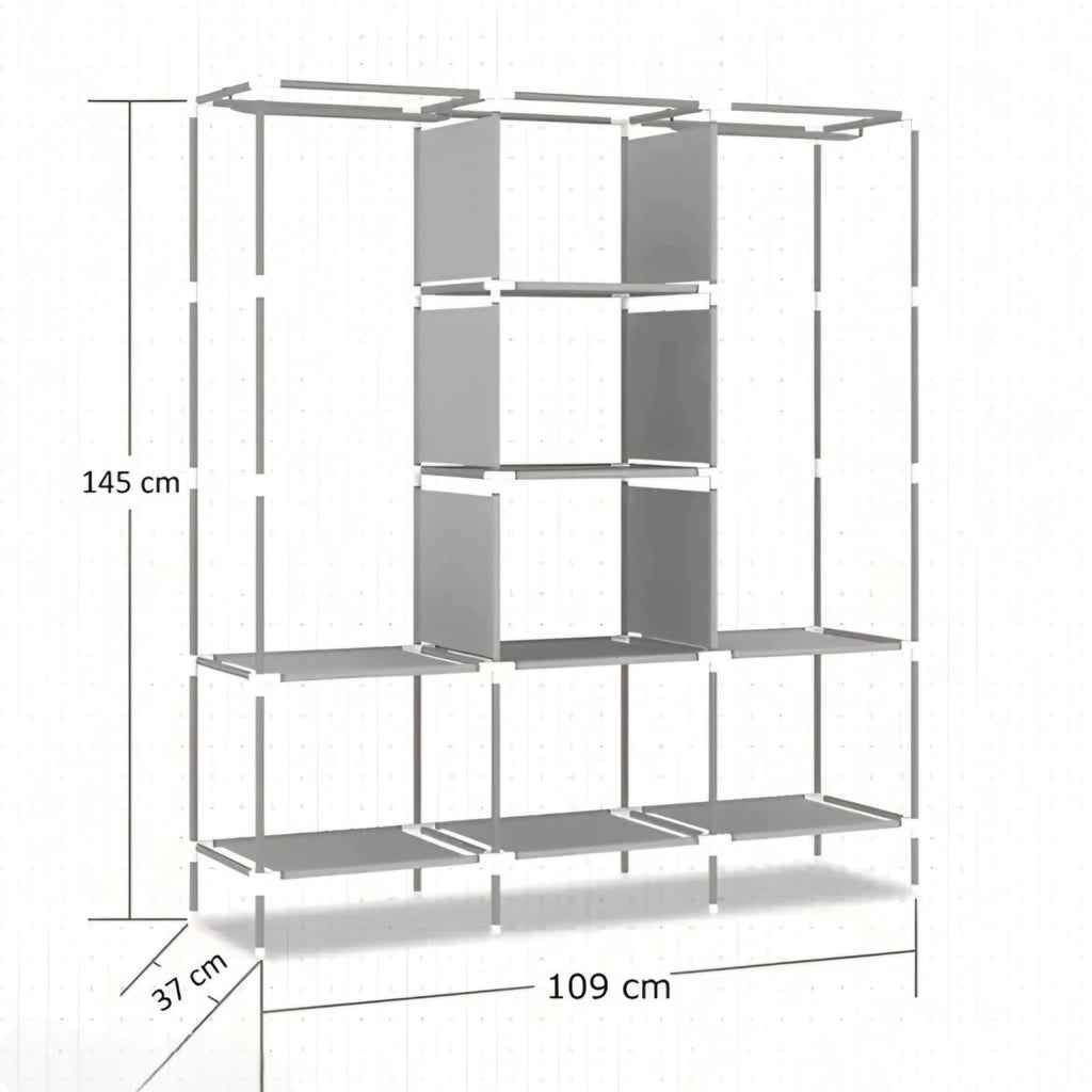 Portable Foldable Fabric Wardrobe | Heavy-Duty Clothes Storage Organizer with Hanging Space & Shelves