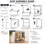 Heavy Duty Metal Garment Rack | Freestanding Clothes Hanging Stand with Bottom Storage Shelf